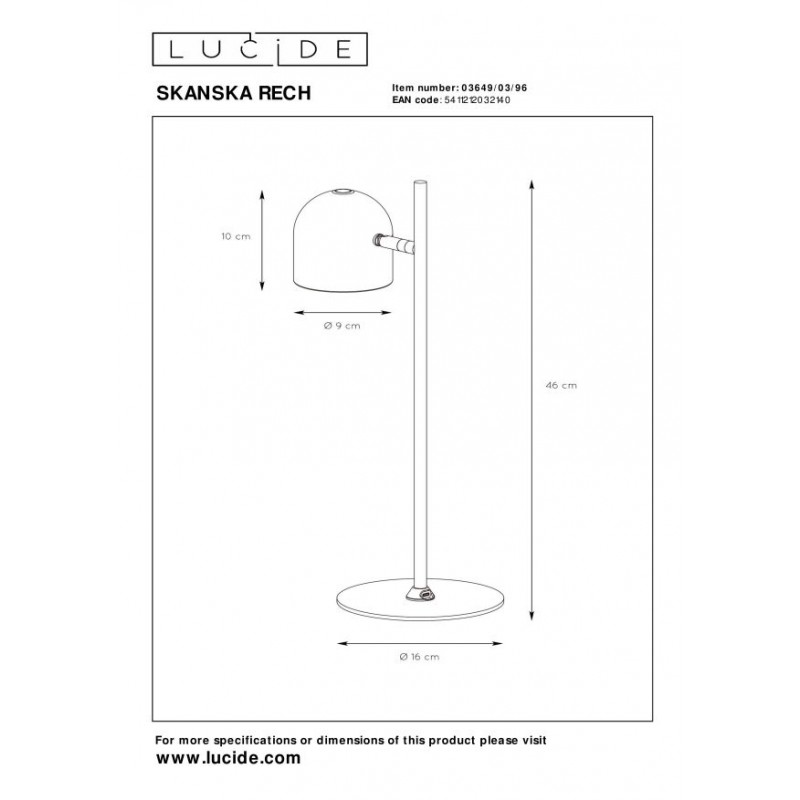 Lucide Lampa Biurkowa Skanska Rech 03649/03/96 Brązowy I Odcienie Brązu, Czarny