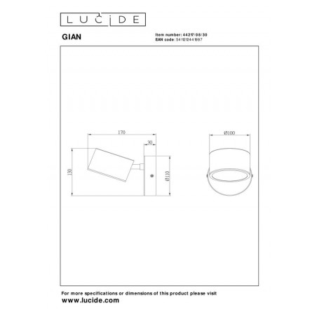 Lucide Lampa Wisząca Led Nowoczesna Gian 44217/08/30 Czarny