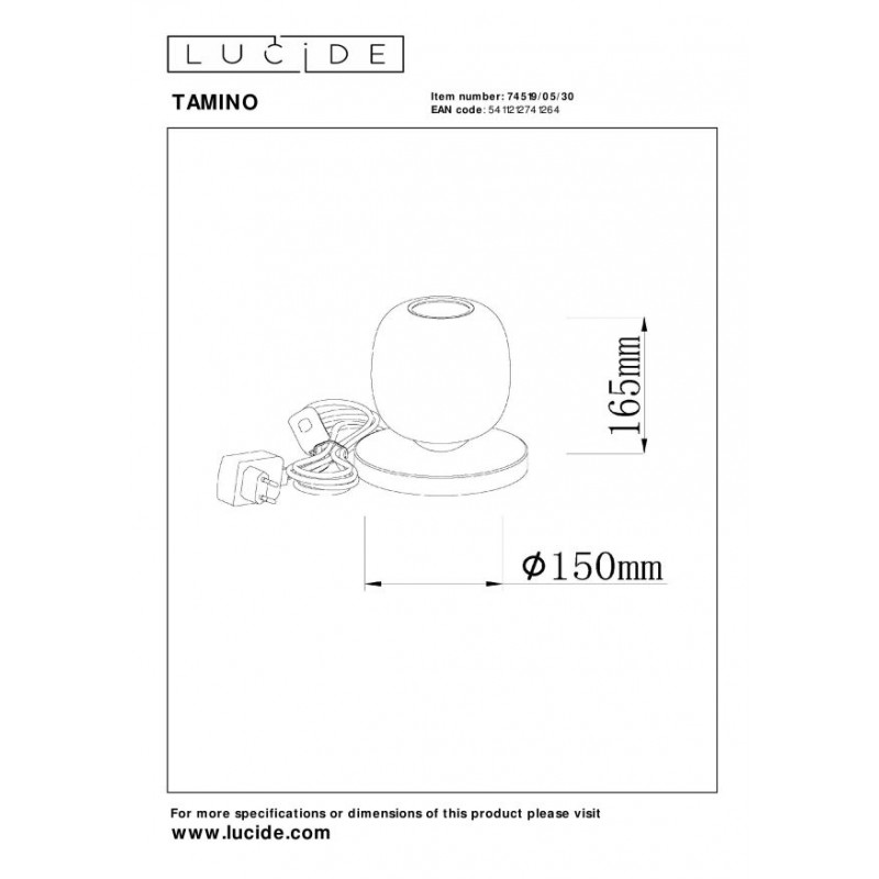 Lucide Lampa Stołowa Tamino 74519/05/30 Czarny, Szary I Odcienie Szarości