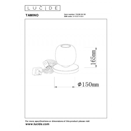 Lucide Lampa Stołowa Tamino 74519/05/30 Czarny, Szary I Odcienie Szarości