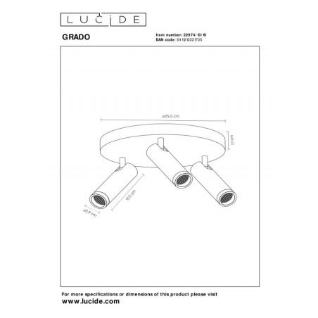 Lucide Lampa Natynkowa Grado 22974/13/15 Szary I Odcienie Szarości
