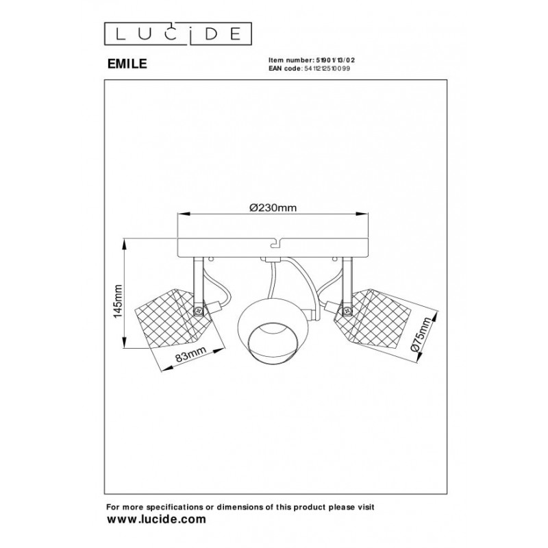 Lucide Lampa Natynkowa Emile 51901/13/02 Złoty I Odcienie Złota, Czarny