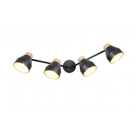 Rl Reflektor Sufitowy Valentin R81924032 Czarny, Drewno Jasne I Ciemne