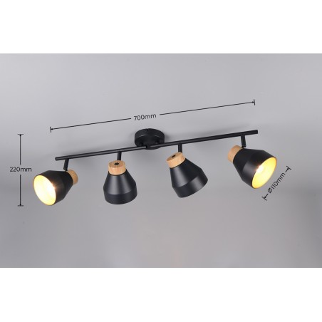 Rl Reflektor Sufitowy Valentin R81924032 Czarny, Drewno Jasne I Ciemne