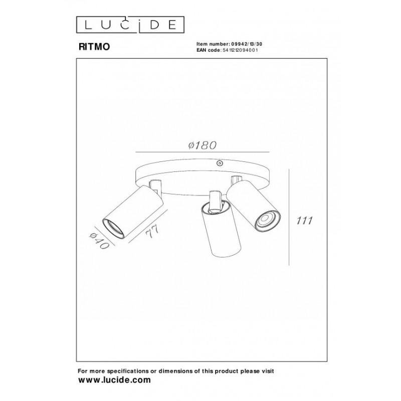 Lucide Lampa Natynkowa Ritmo 09942/13/30 Czarny
