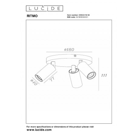 Lucide Lampa Natynkowa Ritmo 09942/13/30 Czarny