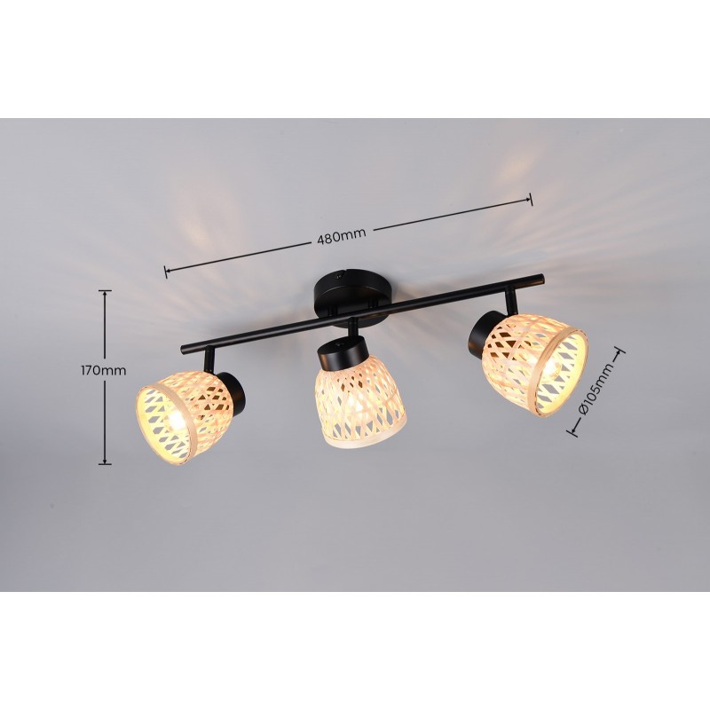 Rl Reflektor Sufitowy Laurent R86093032 Czarny, Naturalny