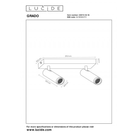 Lucide Lampa Natynkowa Grado 22974/02/15 Szary I Odcienie Szarości