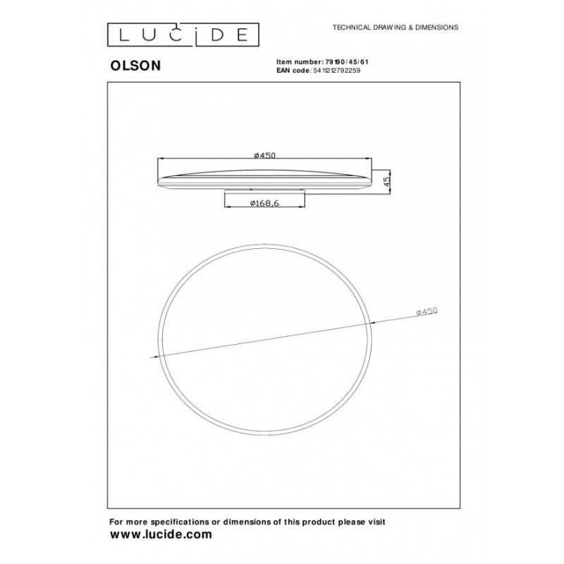 Lucide Lampa Natynkowa Led Olson 79190/45/61 Biały