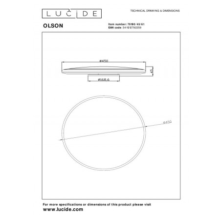 Lucide Lampa Natynkowa Led Olson 79190/45/61 Biały