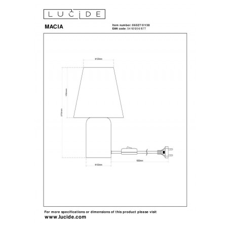 Lucide Lampa Stołowa Macia 06527/01/38 Beżowy