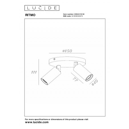 Lucide Lampa Natynkowa Ritmo 09942/12/30 Czarny