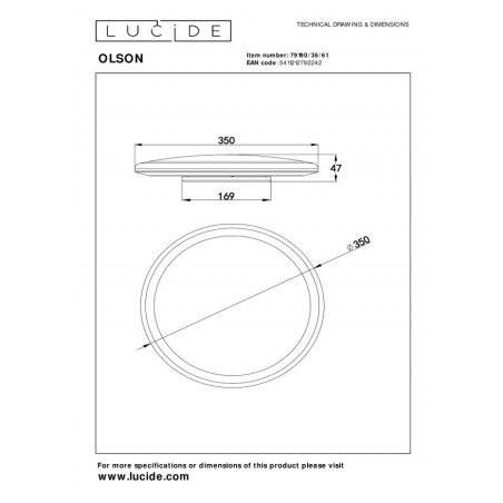 Lucide Lampa Natynkowa Led Olson 79190/36/61 Biały
