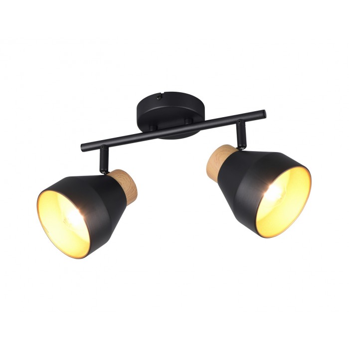 Rl Reflektor Ścienny Valentin R81922032 Czarny, Drewno Jasne I Ciemne