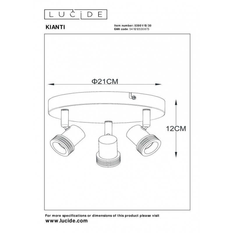 Lucide Lampa Natynkowa Kianti 53901/13/30 Czarny