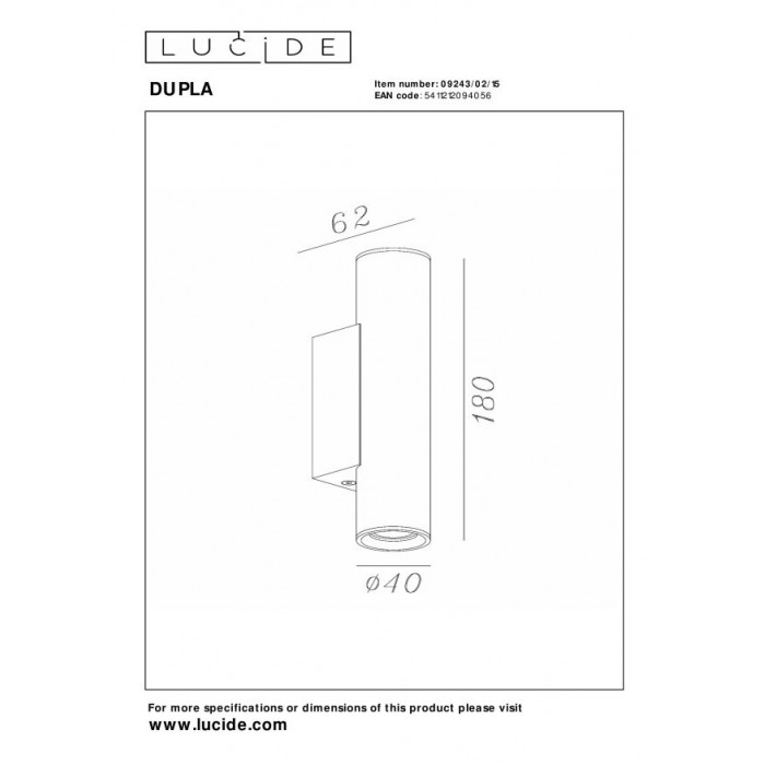 Lucide Kinkiet Dupla 09243/02/15 Szary I...