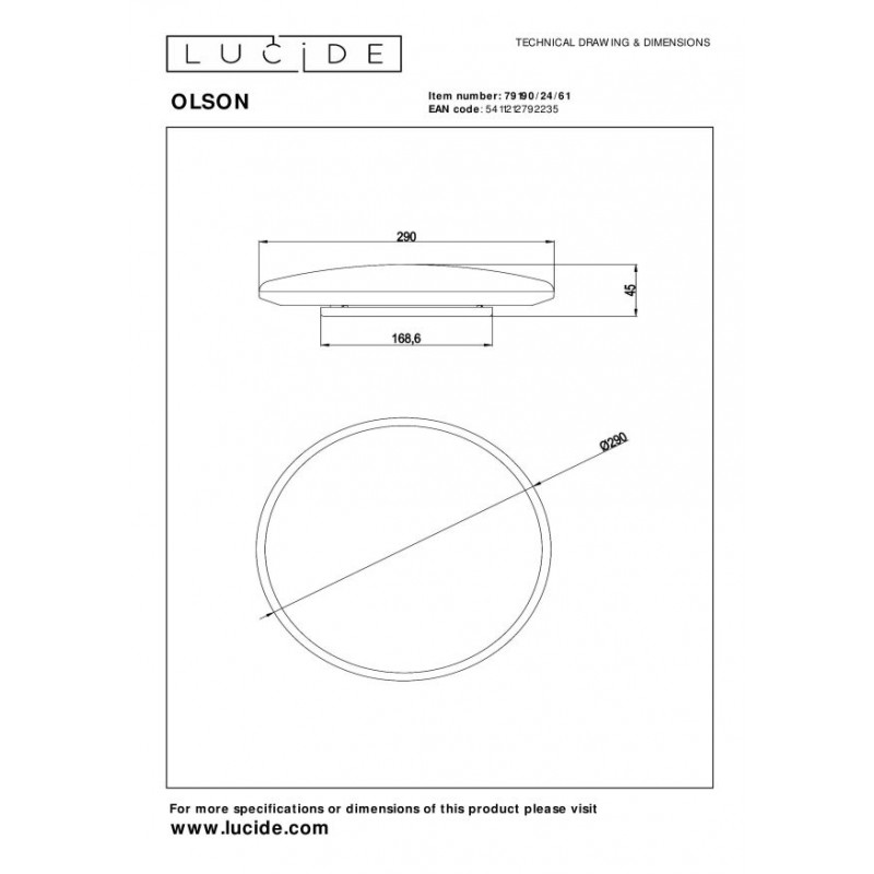 Lucide Lampa Natynkowa Led Olson 79190/24/61 Biały