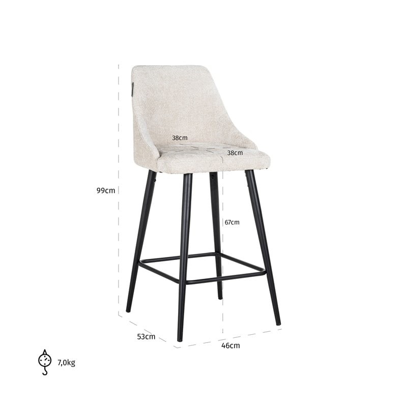 Richmond Zestaw Krzeseł Barowych Brooke   67 Jasny Beż - 2 Sztuki