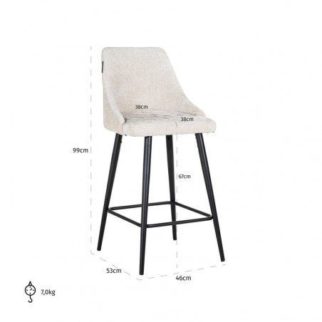 Richmond Zestaw Krzeseł Barowych Brooke   67 Jasny Beż - 2 Sztuki