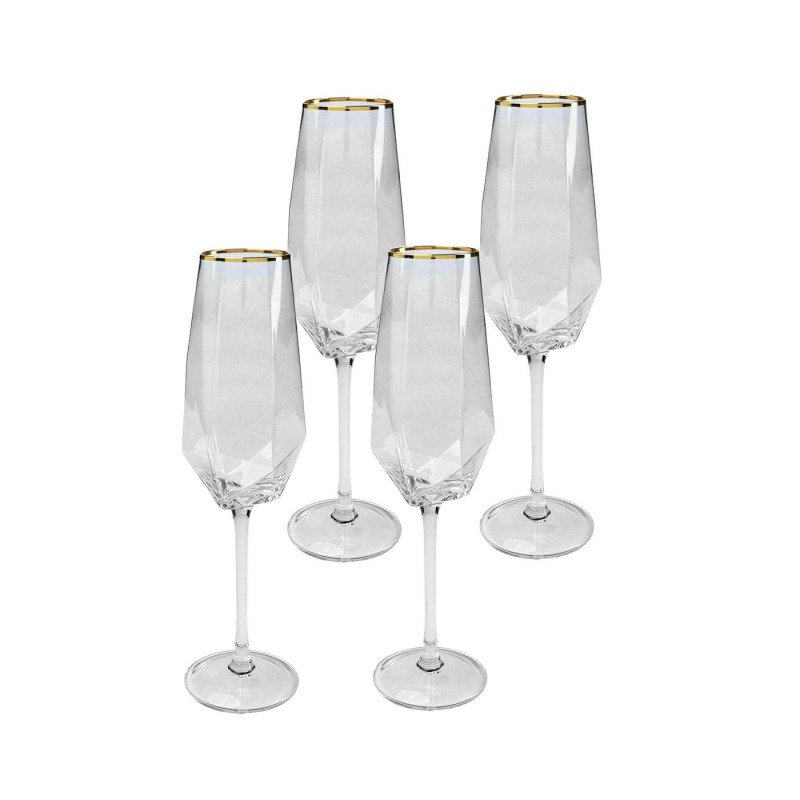 Kare Komplet Kieliszków Do Szampana       Diamond Rim 360 Ml (4 Sztuki)