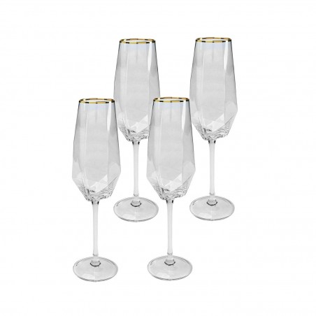 Kare Komplet Kieliszków Do Szampana       Diamond Rim 360 Ml (4 Sztuki)