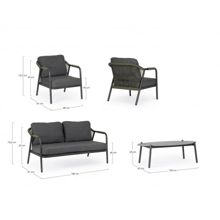 Bizzotto Zestaw Wypocznkowy Ogrodowy      Miravet Antracyt / Zielony