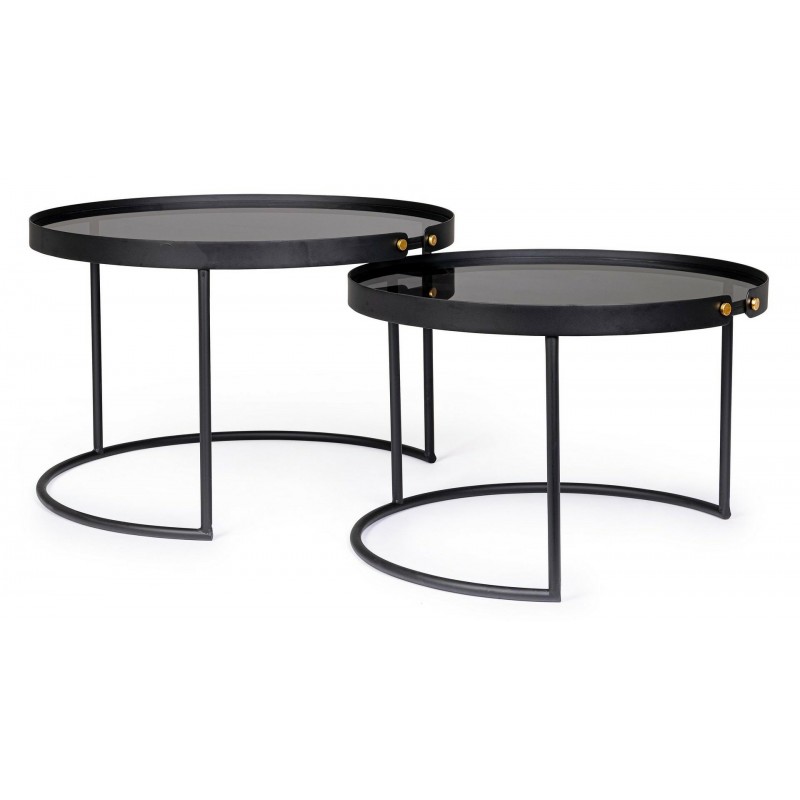 Bizzotto Zestaw Stolików Kawowych Zeina   Round Czarny