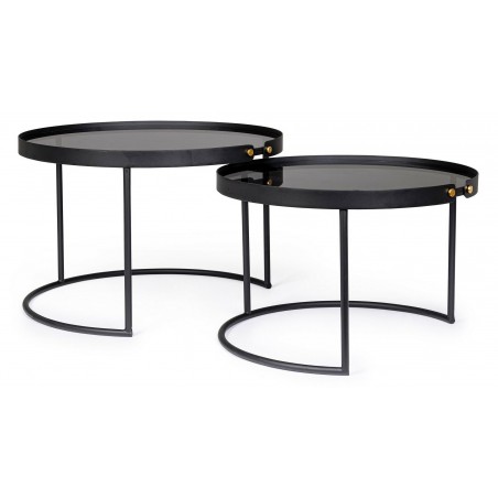 Bizzotto Zestaw Stolików Kawowych Zeina   Round Czarny