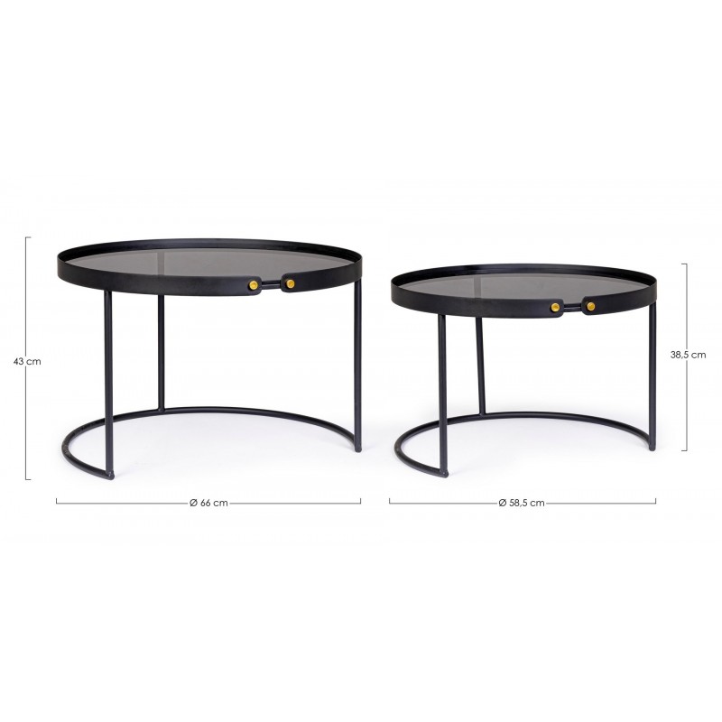 Bizzotto Zestaw Stolików Kawowych Zeina   Round Czarny