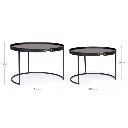 Bizzotto Zestaw Stolików Kawowych Zeina   Round Czarny