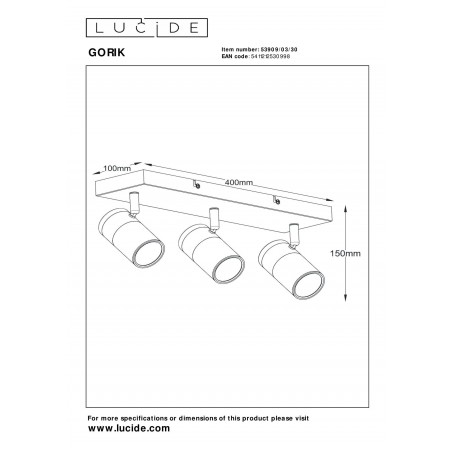 Lucide Lampa Natynkowa Gorik 53909/03/30 Czarny, Złoty I Odcienie Złota