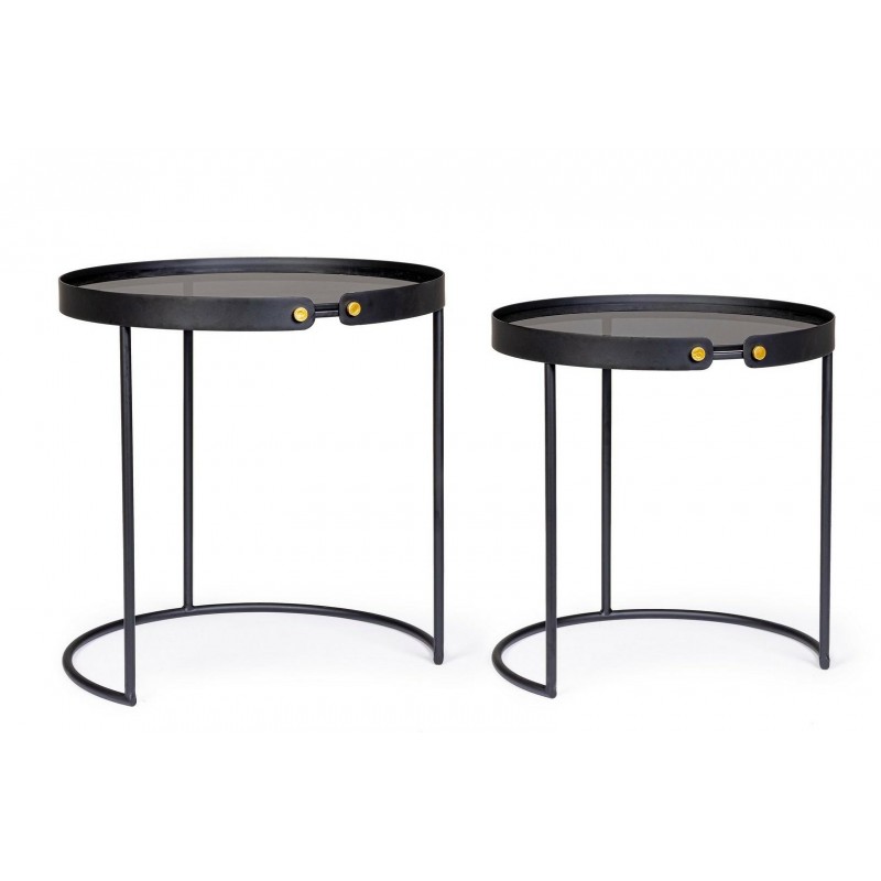 Bizzotto Zestaw Stolików Kawowych Zeina   Round 92 Czarny