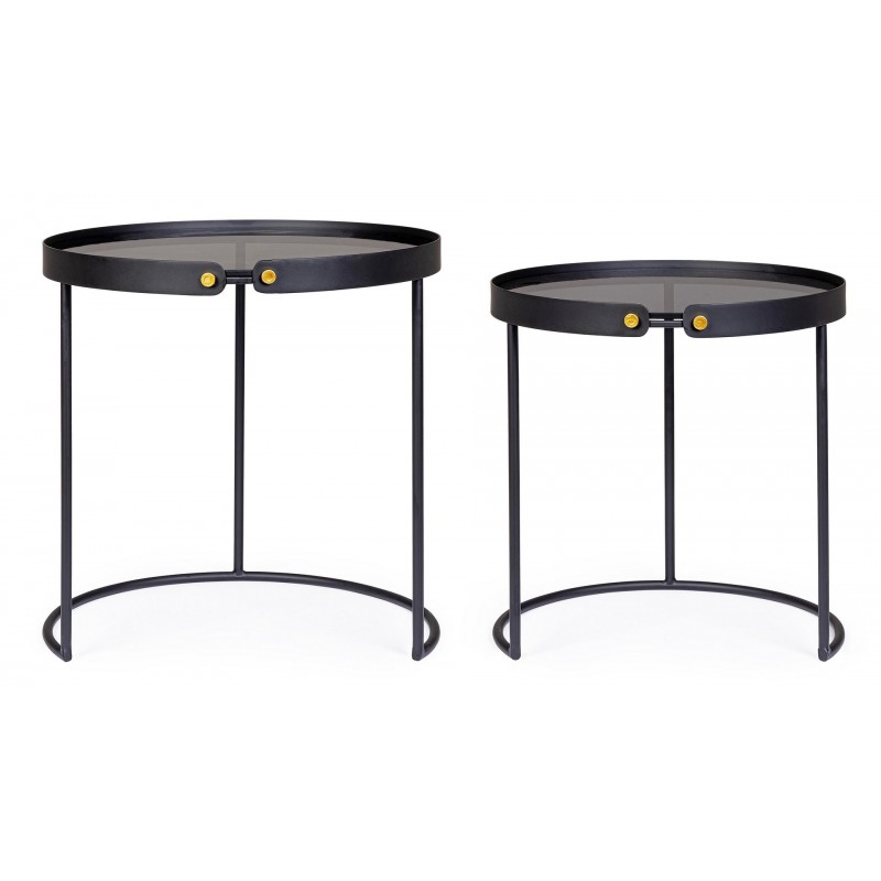 Bizzotto Zestaw Stolików Kawowych Zeina   Round 92 Czarny