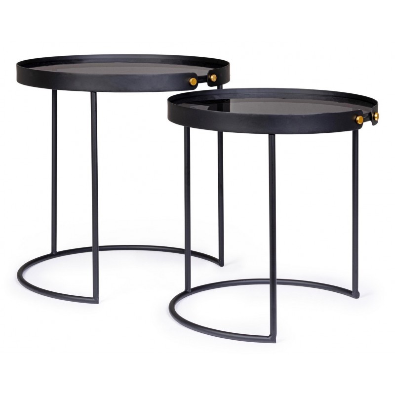 Bizzotto Zestaw Stolików Kawowych Zeina   Round 92 Czarny