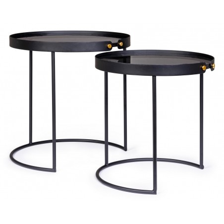 Bizzotto Zestaw Stolików Kawowych Zeina   Round 92 Czarny