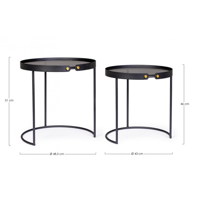 Bizzotto Zestaw Stolików Kawowych Zeina   Round 92 Czarny