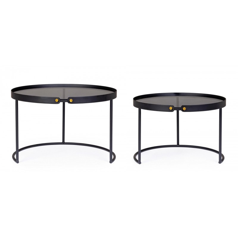 Bizzotto Zestaw Stolików Kawowych Zeina   Round Czarny