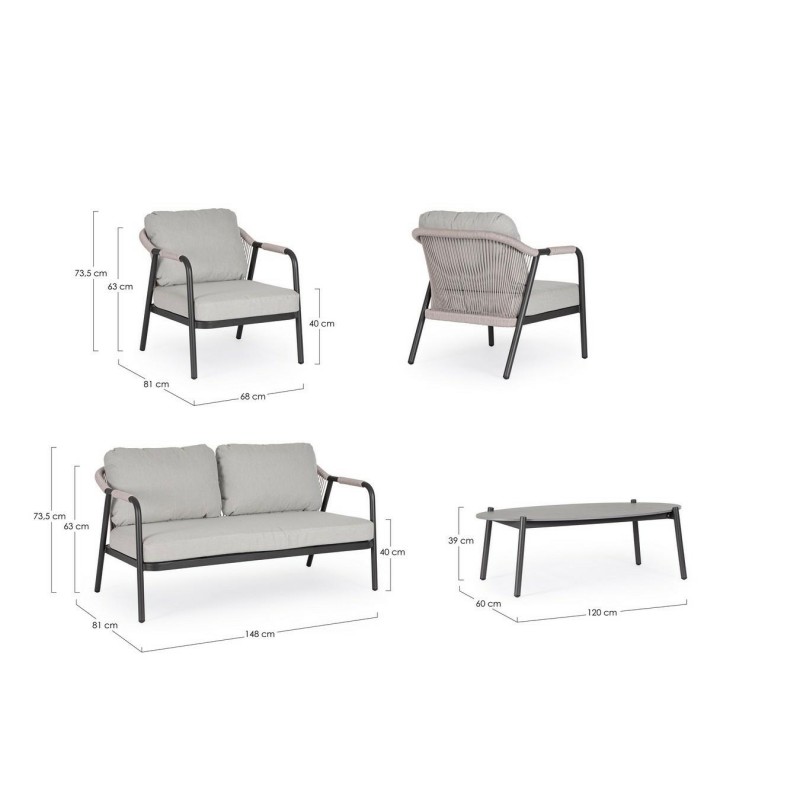 Bizzotto Zestaw Wypocznkowy Ogrodowy      Miravet Antracyt / Beż