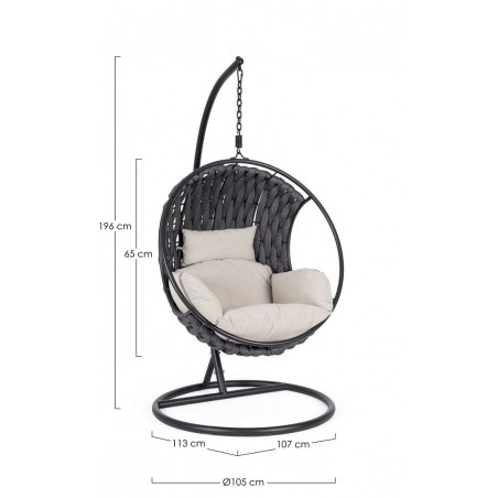 Bizzotto Fotel Wiszący Ogrodowy           Galapagos Beżowy / Czarny