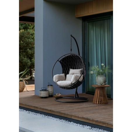 Bizzotto Fotel Wiszący Ogrodowy           Galapagos Beżowy / Czarny