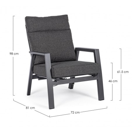 Bizzotto Fotel Ogrodowy Kledi Ciemny      Szary