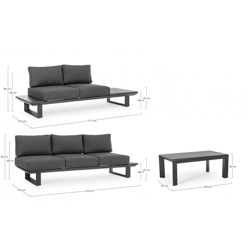 Bizzotto Zestaw Wypocznkowy Ogrodowy      Konnor Antracyt