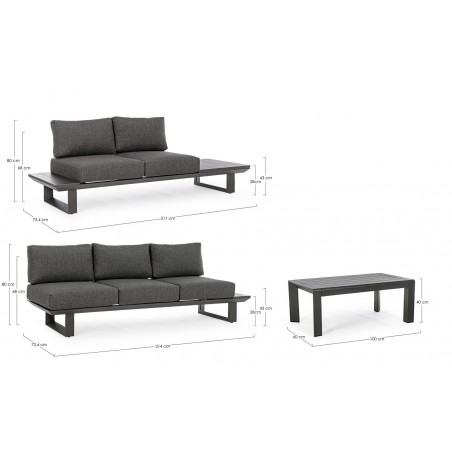 Bizzotto Zestaw Wypocznkowy Ogrodowy      Konnor Antracyt