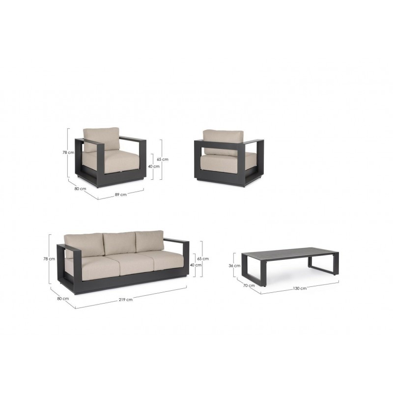 Bizzotto Zestaw Wypocznkowy Ogrodowy      Moses Antracyt / Beż