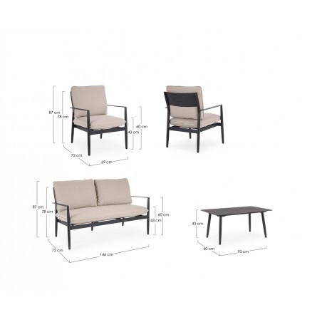 Bizzotto Zestaw Wypocznkowy Ogrodowy      Nebula Antracyt / Beż