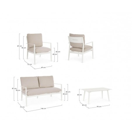 Bizzotto Zestaw Wypocznkowy Ogrodowy      Nebula Biały / Beżowy