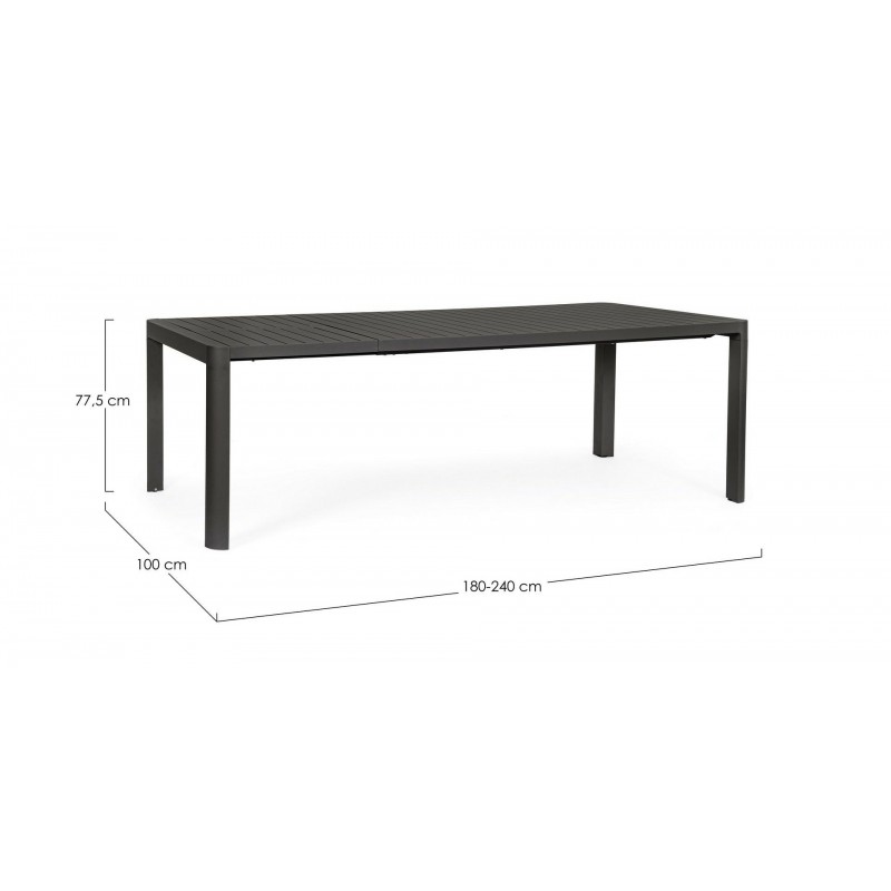 Bizzotto Stół Ogrodowy Rozkładany Kiplin  180-240 Antracyt
