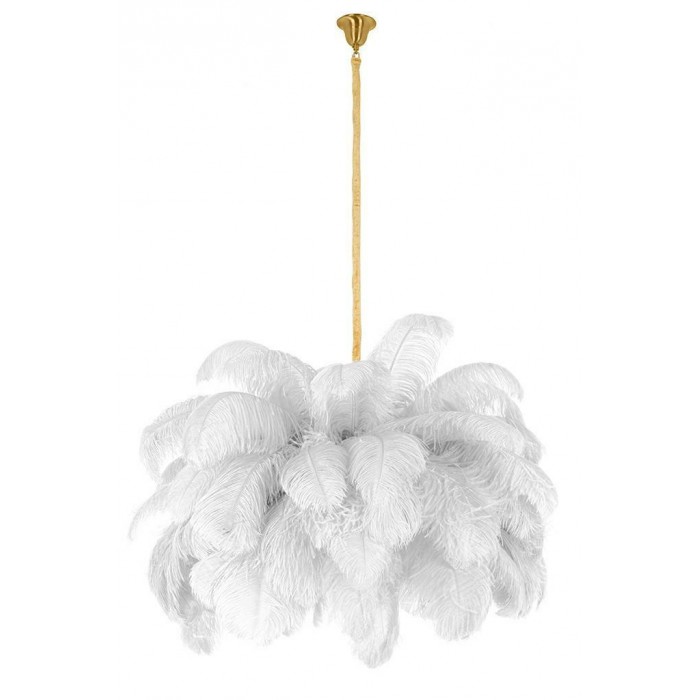 Moosee Lampa Wisząca Tiffany 135 Biała    Mosiądz / Naturalne Pióra