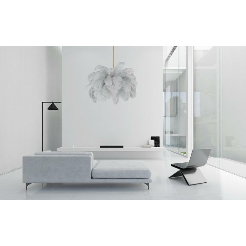 Moosee Lampa Wisząca Tiffany 135 Biała    Mosiądz / Naturalne Pióra