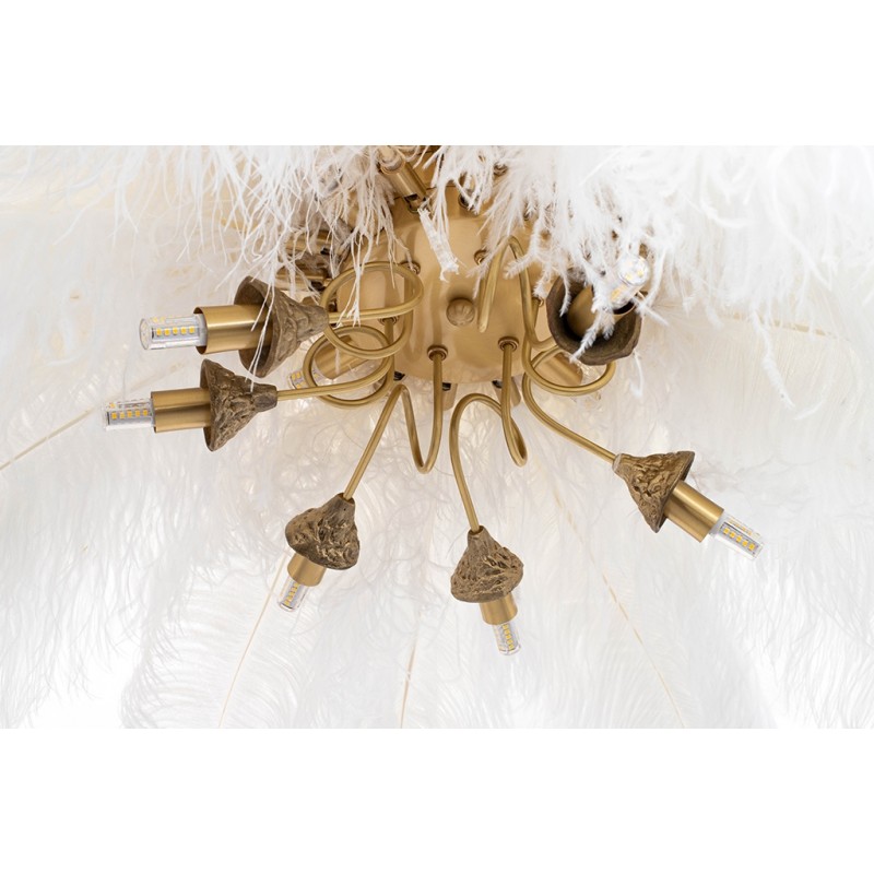 Moosee Lampa Wisząca Tiffany 135 Biała    Mosiądz / Naturalne Pióra